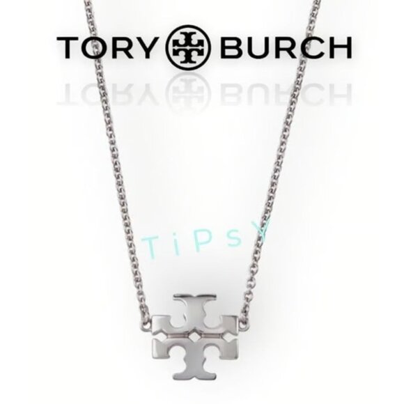 Tory Burch Silver Kira Logo Chainlink Necklace - Picture 4 of 4